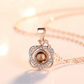 S925 Sterling Silver Double Love Projection Necklace Women's Collarbone Chain Japanese And Korean Simple Student Mori Heart Pendant Neck Chain